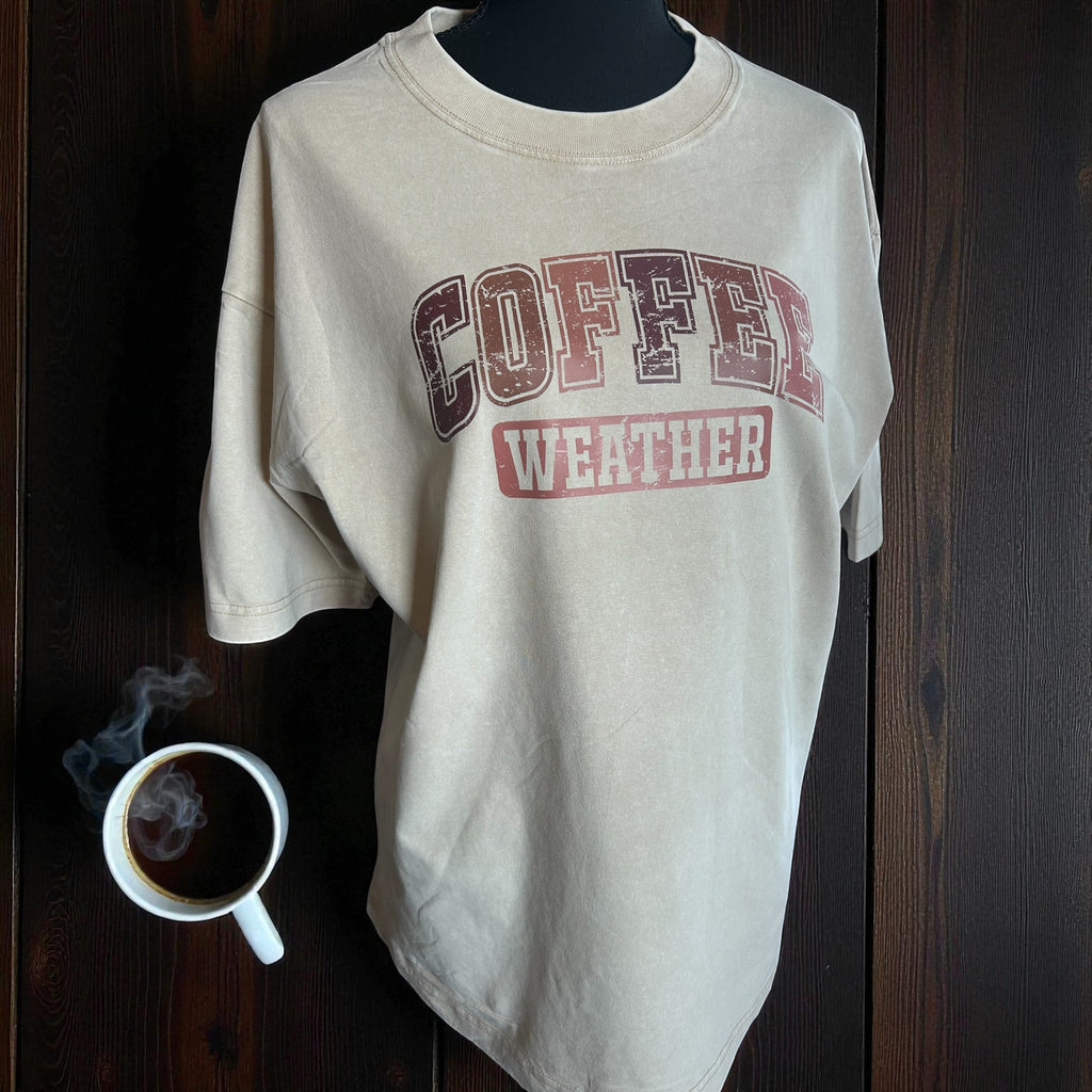 Coffee Weather Shirt – Cozy Fall Graphic Tee for Coffee Lovers, Autumn Vibes T-Shirt, Cute Neutral Outfit for Fall Days