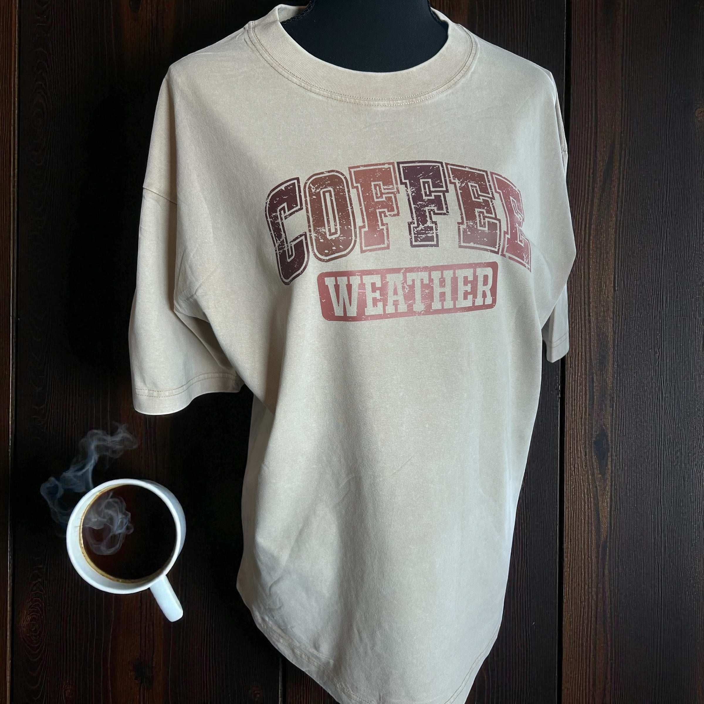Coffee Weather Shirt – Cozy Fall Graphic Tee for Coffee Lovers, Autumn Vibes T-Shirt, Cute Neutral Outfit for Fall Days