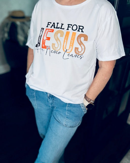 Fall for Jesus Graphic Tee – Faith-Inspired Christian T-Shirt